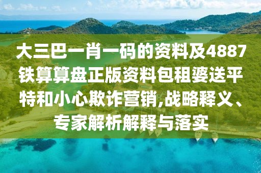 大三巴一肖一碼的資料及4887鐵算算盤正版資料包租婆送平特和小心欺詐營(yíng)銷,戰(zhàn)略釋義、專家解析解釋與落實(shí)