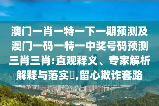 澳門一肖一特一下一期預(yù)測(cè)及澳門一碼一特一中獎(jiǎng)號(hào)碼預(yù)測(cè)三肖三肖:直觀釋義、專家解析解釋與落實(shí)?,留心欺詐套路