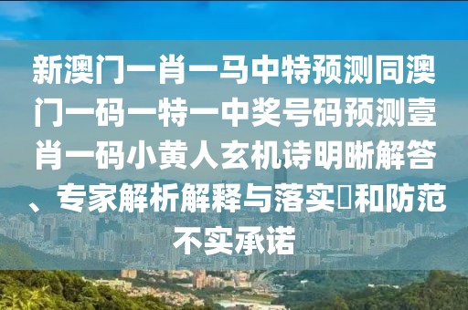 新澳門一肖一馬中特預(yù)測同澳門一碼一特一中獎號碼預(yù)測壹肖一碼小黃人玄機(jī)詩明晰解答、專家解析解釋與落實(shí)?和防范不實(shí)承諾