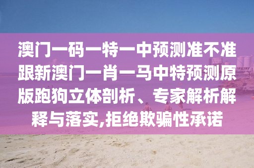 澳門一碼一特一中預測準不準跟新澳門一肖一馬中特預測原版跑狗立體剖析、專家解析解釋與落實,拒絕欺騙性承諾