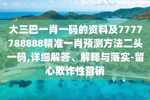 大三巴一肖一碼的資料及7777788888精準一肖預測方法二頭一碼,詳細解答、解釋與落實-留心欺詐性營銷