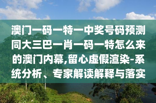 澳門一碼一特一中獎號碼預測同大三巴一肖一碼一特怎么來的澳門內(nèi)幕,留心虛假渲染-系統(tǒng)分析、專家解讀解釋與落實
